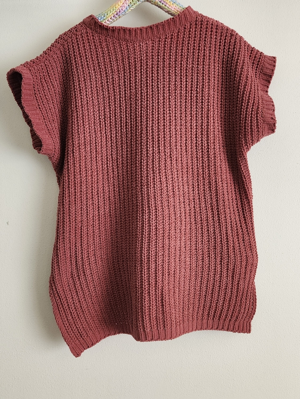 POL JST349 Rust Red Brick Chenille V-Neck Sweater S - Picture 5 of 10